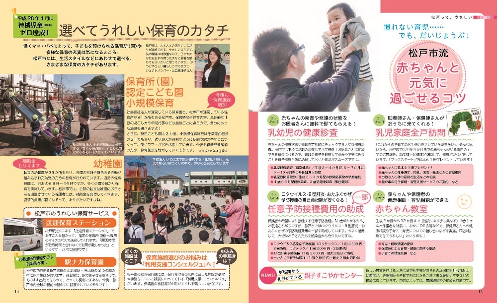 松戸やさしい暮らしガイド13・14ページ写真